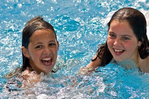 Laughing Girls in the Pool